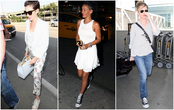 好萊塢女星安海瑟薇Anne Hathaway、蕾哈娜Rihanna、芮妮齊薇格Renee Zellweger私下都穿帆布鞋